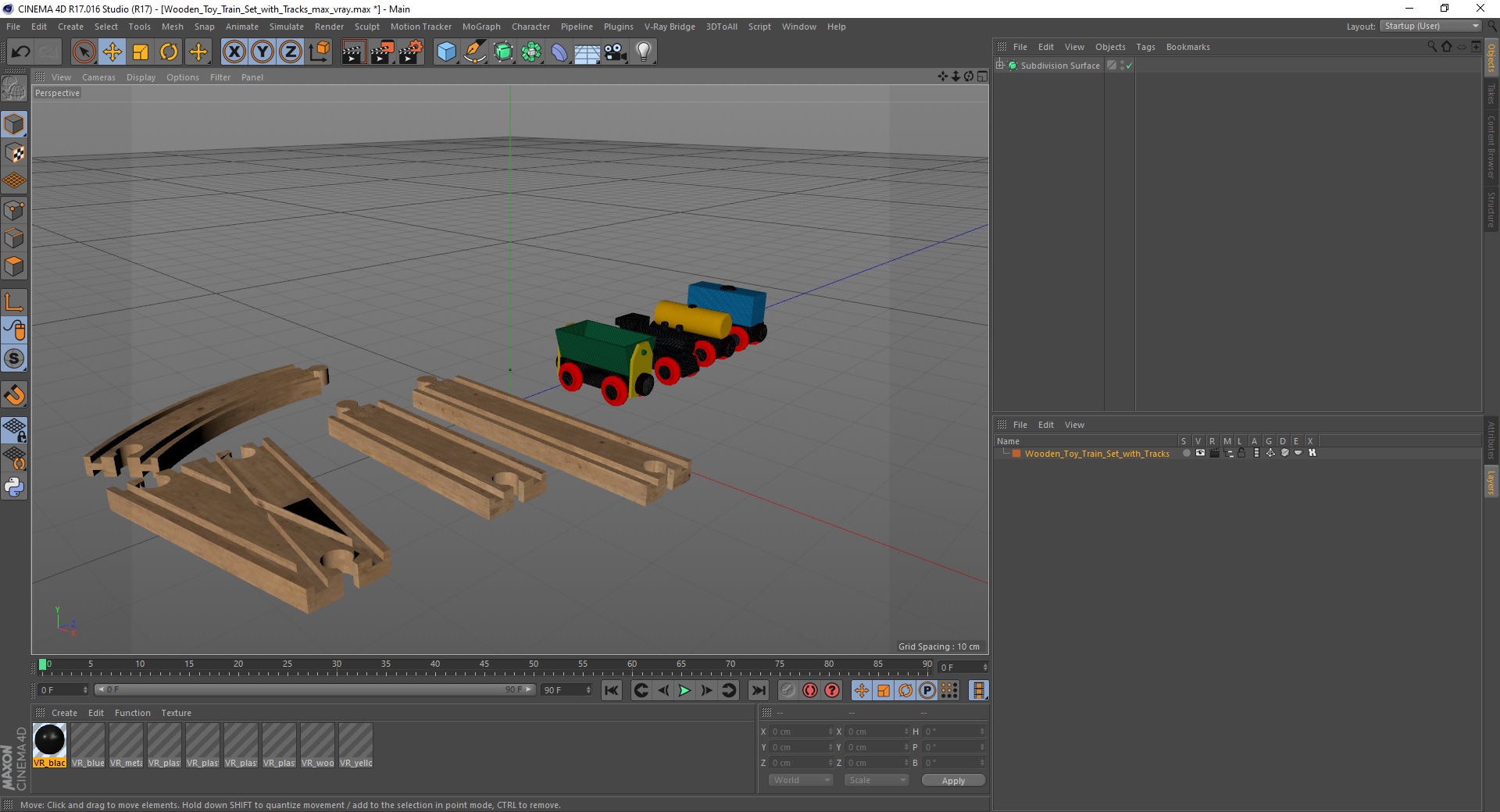Wooden Toy Train Set with Tracks 3D