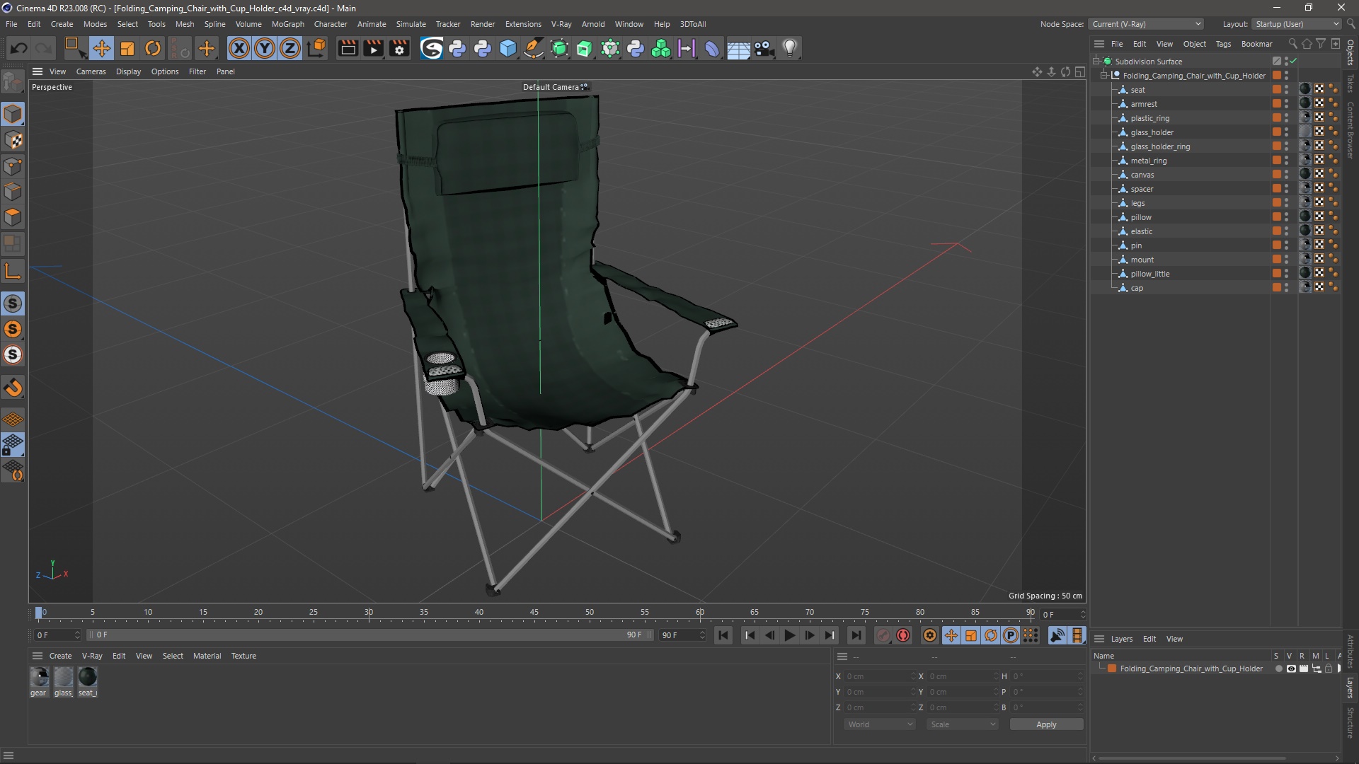 Folding Camping Chair with Cup Holder 3D