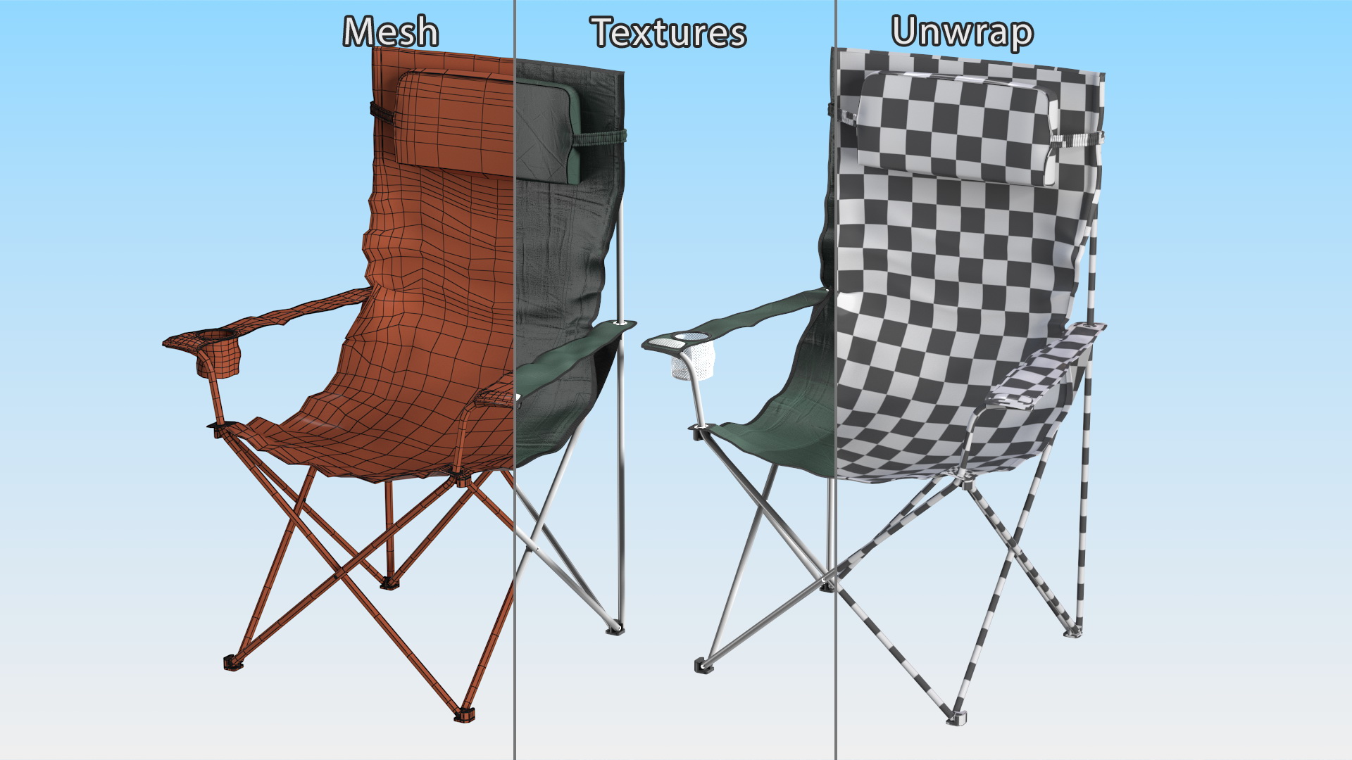 Folding Camping Chair with Cup Holder 3D
