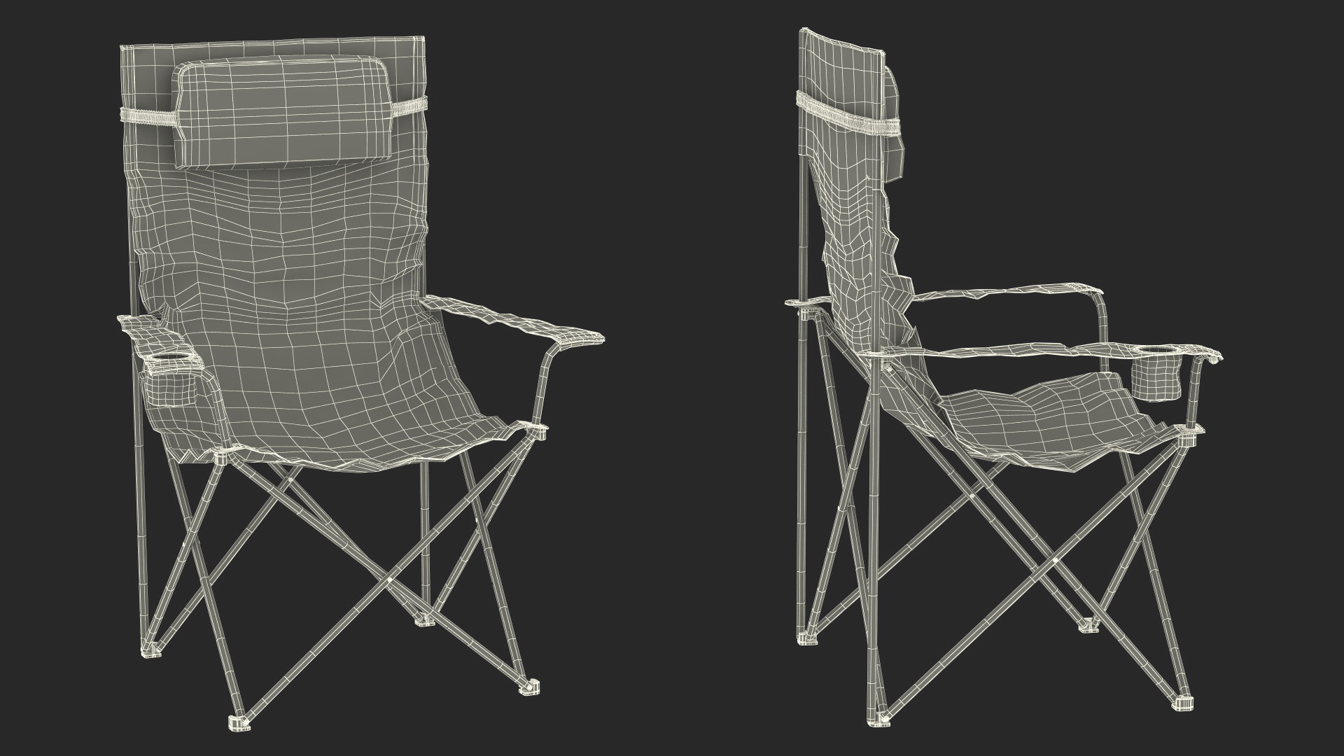 Folding Camping Chair with Cup Holder 3D
