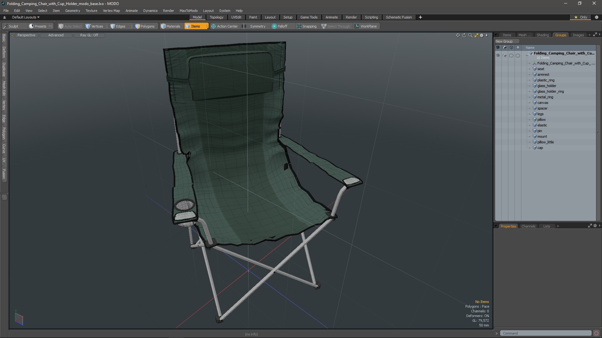 Folding Camping Chair with Cup Holder 3D