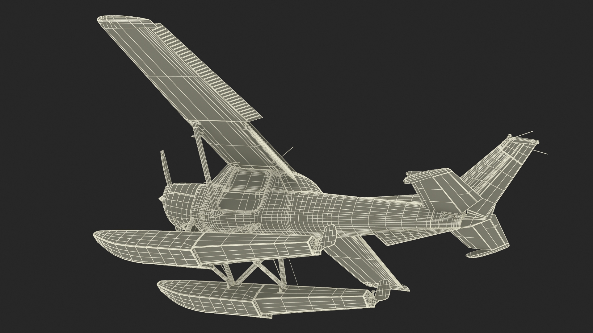 3D Light Propeller Seaplane Cessna 150 Rigged for Maya