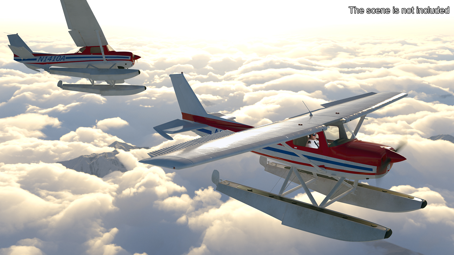 3D Light Propeller Seaplane Cessna 150 Rigged for Maya