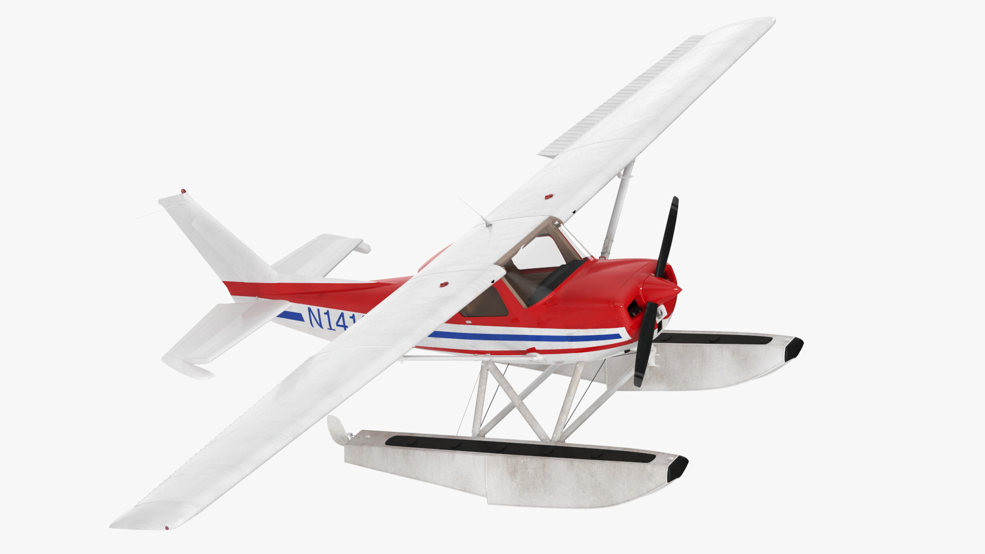 3D Light Propeller Seaplane Cessna 150 Rigged for Maya