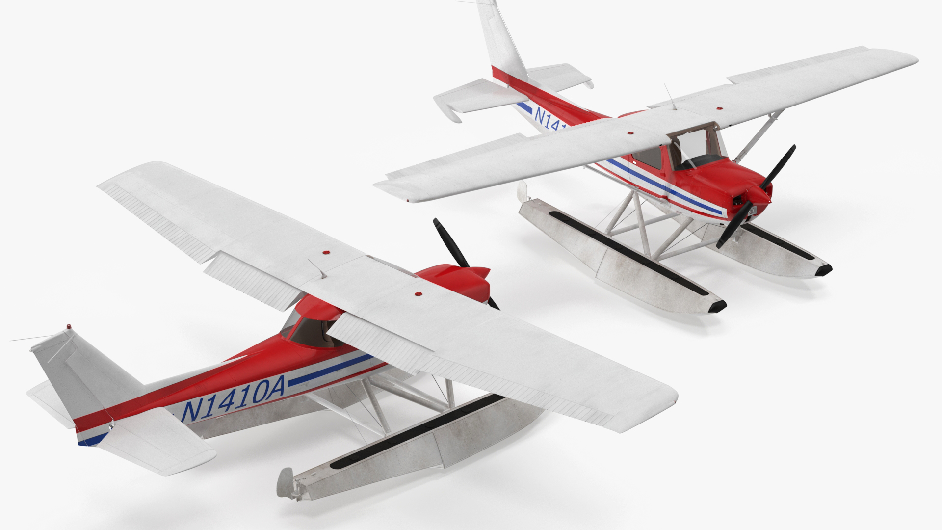 3D Light Propeller Seaplane Cessna 150 Rigged for Maya