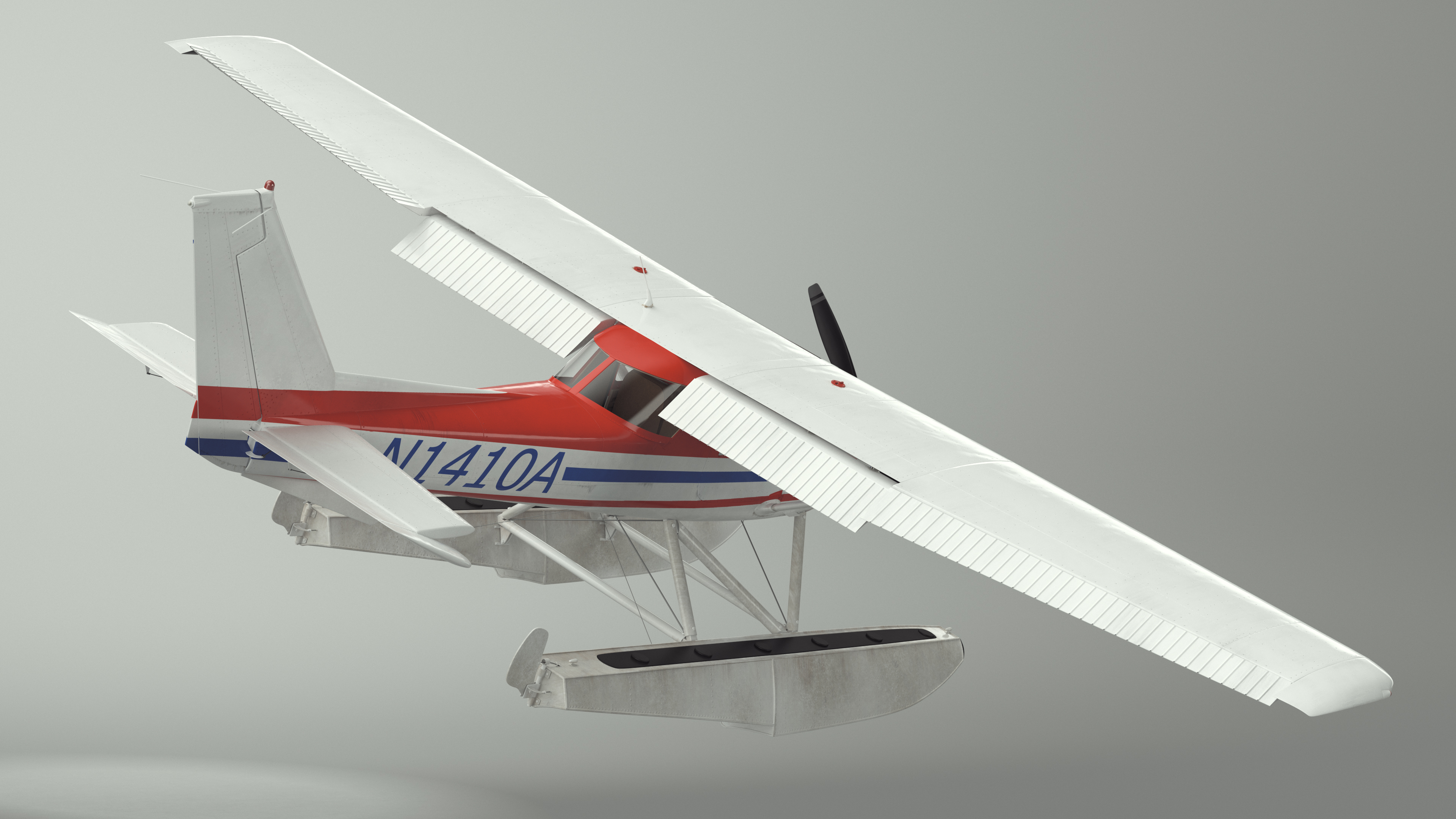 3D Light Propeller Seaplane Cessna 150 Rigged for Maya