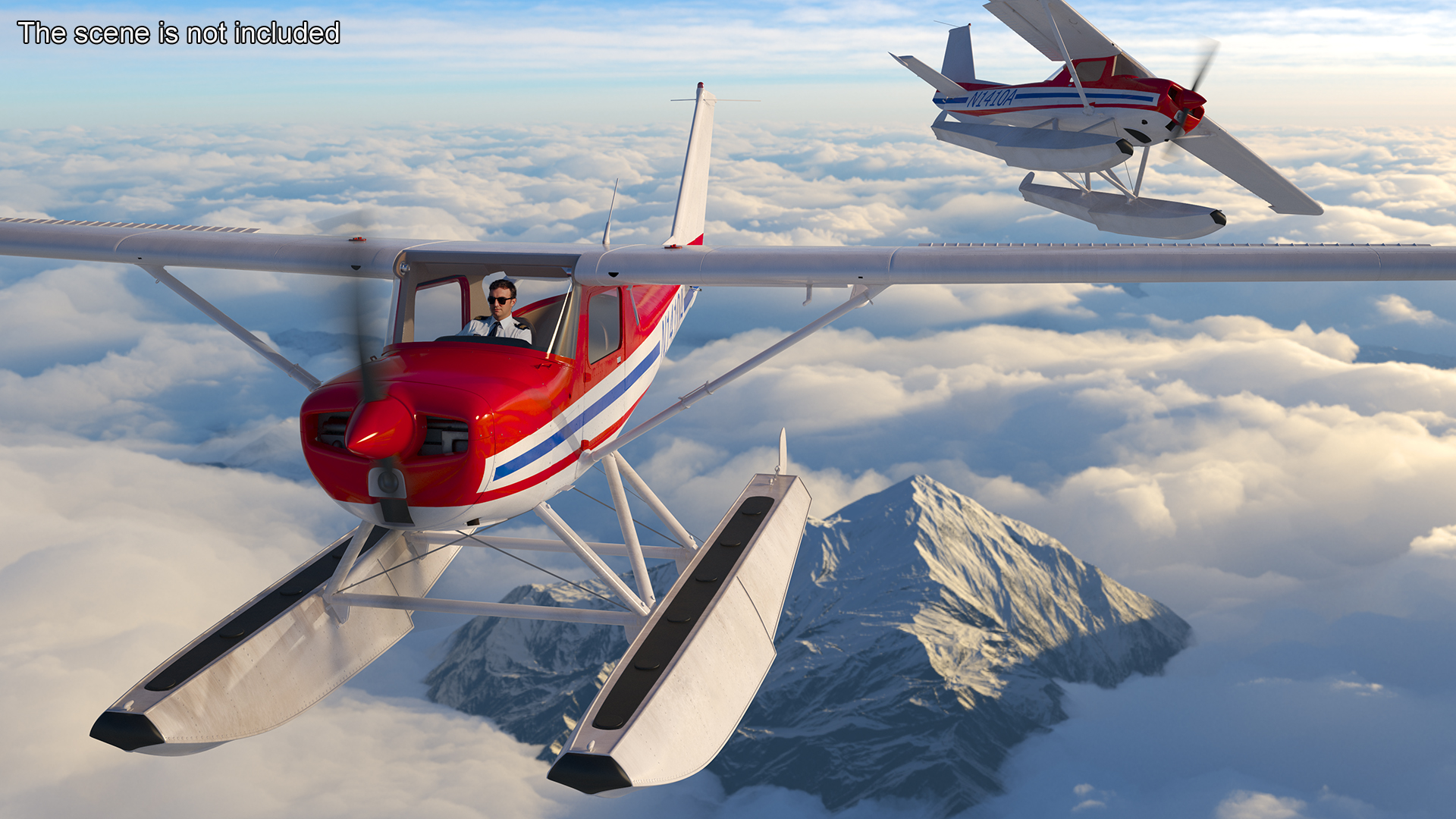 3D Light Propeller Seaplane Cessna 150 Rigged for Maya