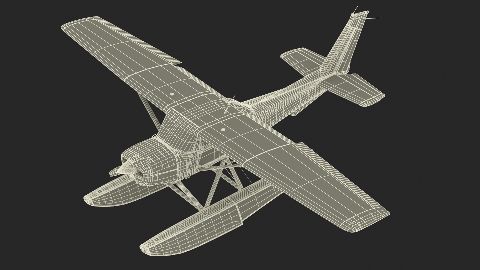 3D Light Propeller Seaplane Cessna 150 Rigged for Maya