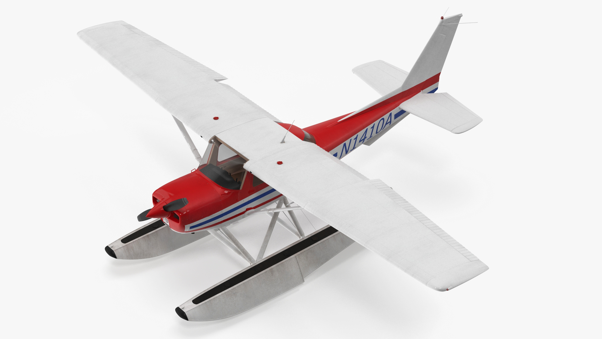 3D Light Propeller Seaplane Cessna 150 Rigged for Maya