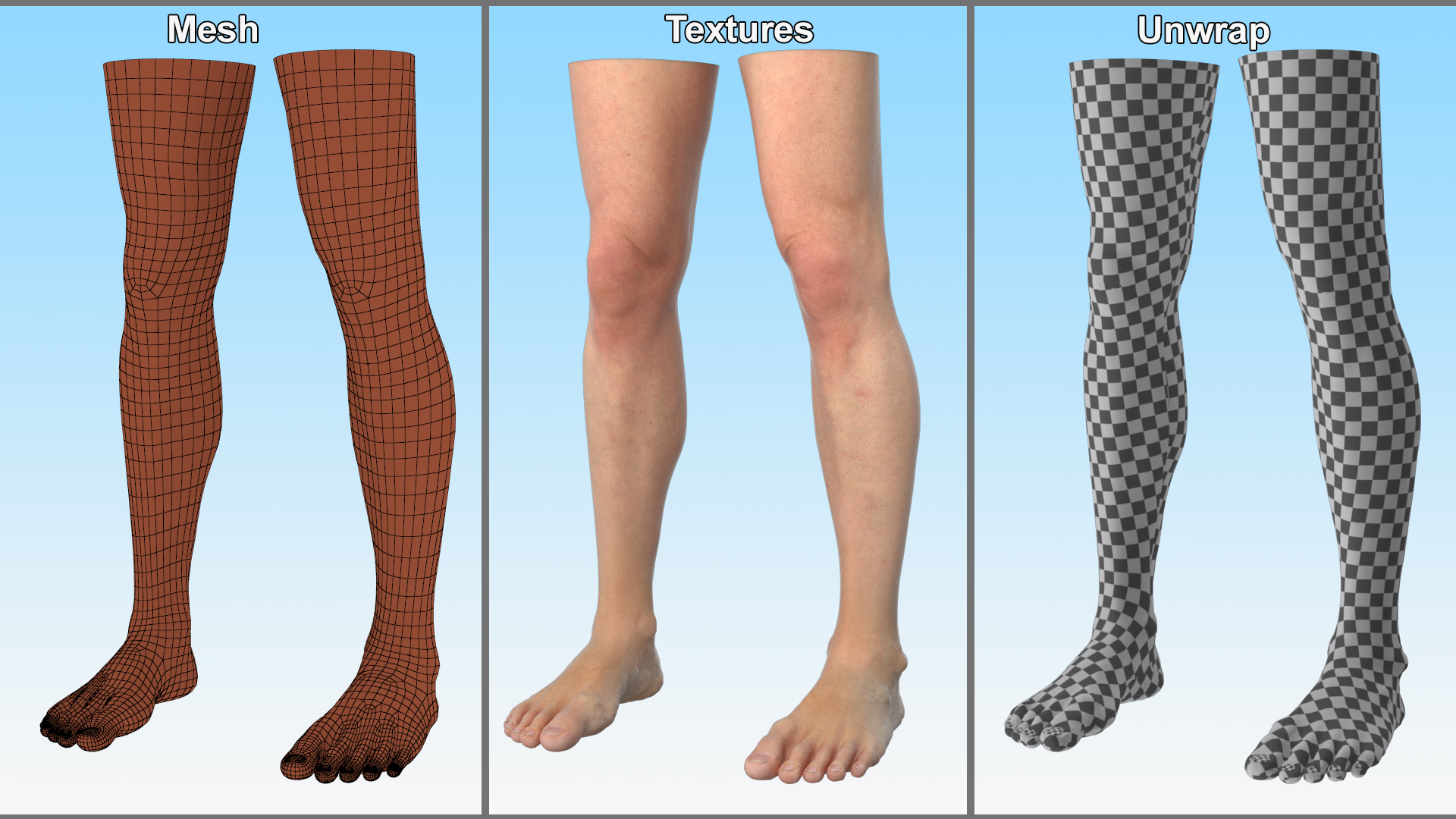 Realistic Human Male Legs Rigged 3D