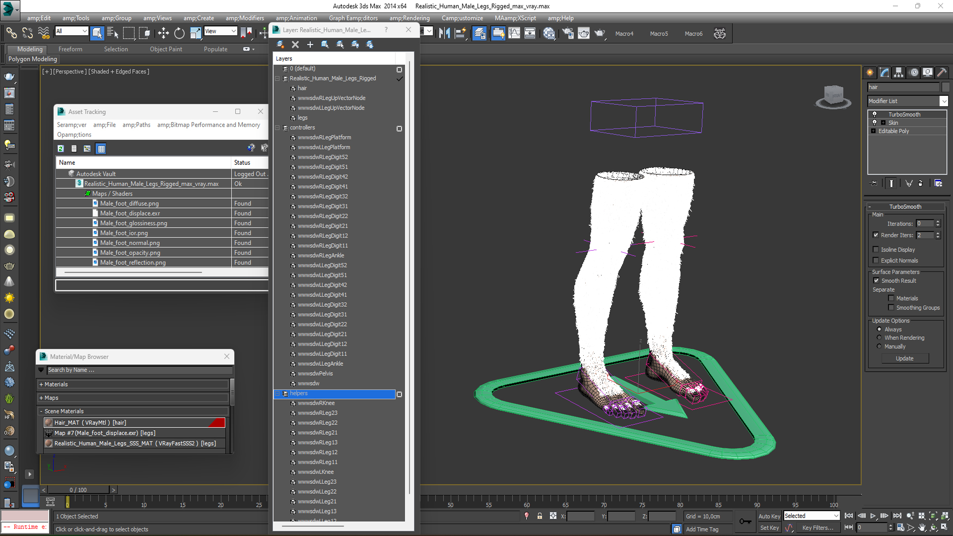 Realistic Human Male Legs Rigged 3D