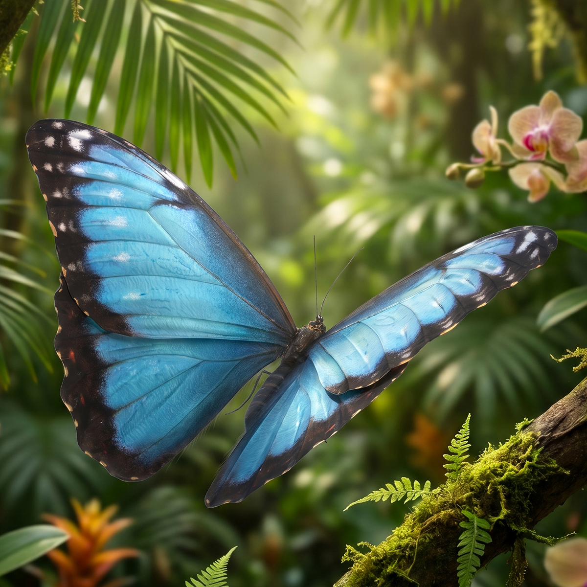 Morpho Peleides Tropical Butterfly Blue Fur 3D model preview