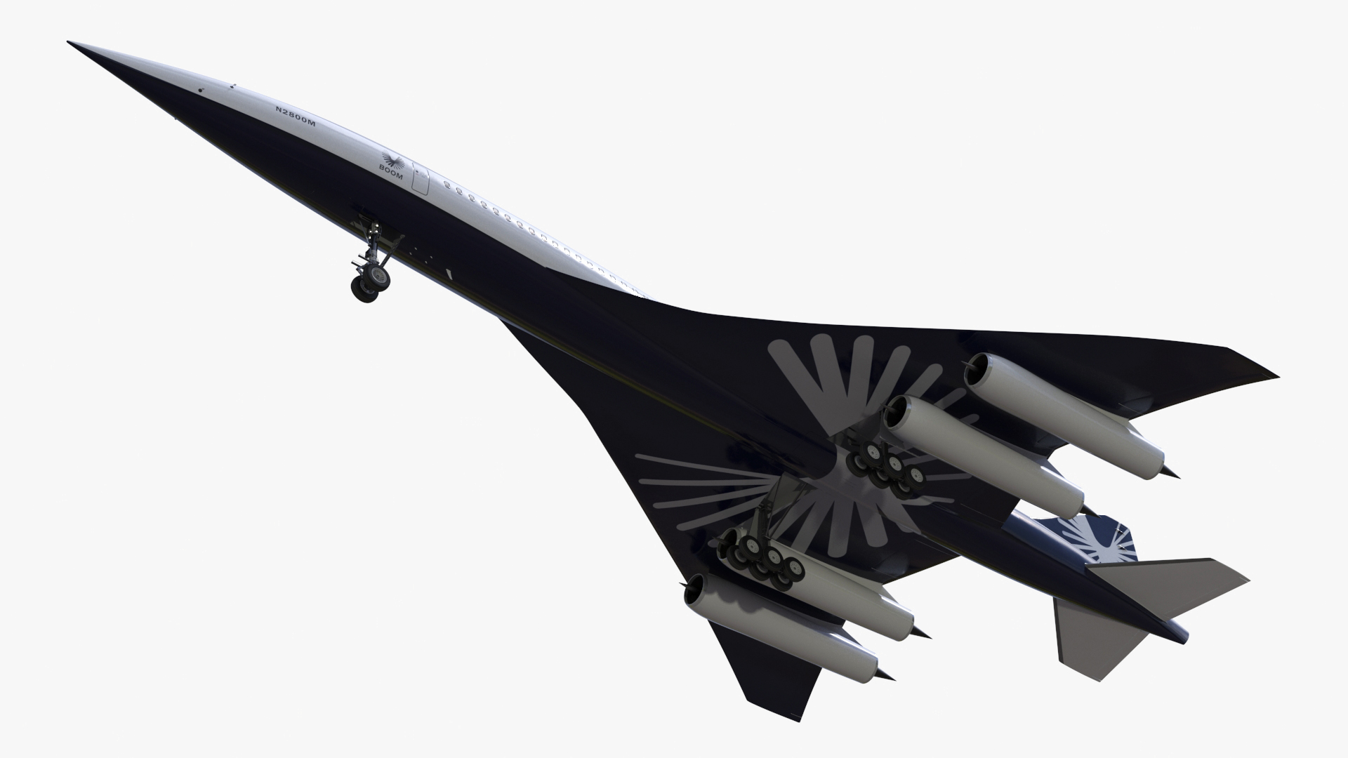 3D Overture Supersonic Jet Aircraft Rigged for Maya model