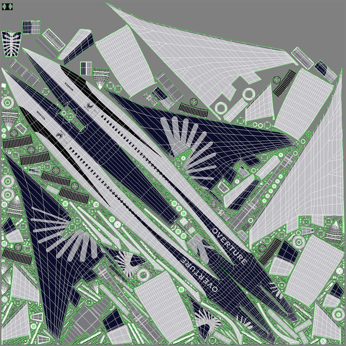 3D Overture Supersonic Jet Aircraft Rigged for Maya model