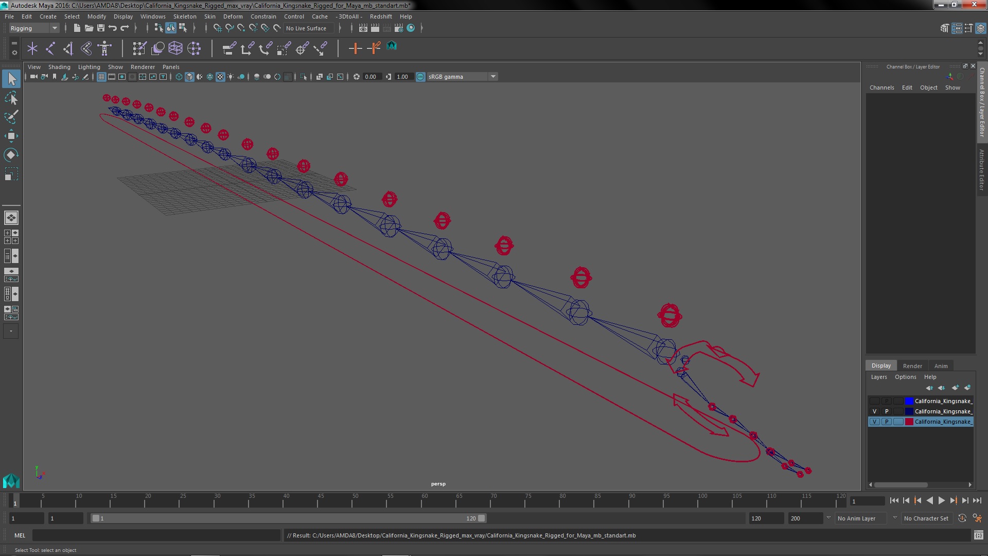 3D California Kingsnake Rigged for Maya