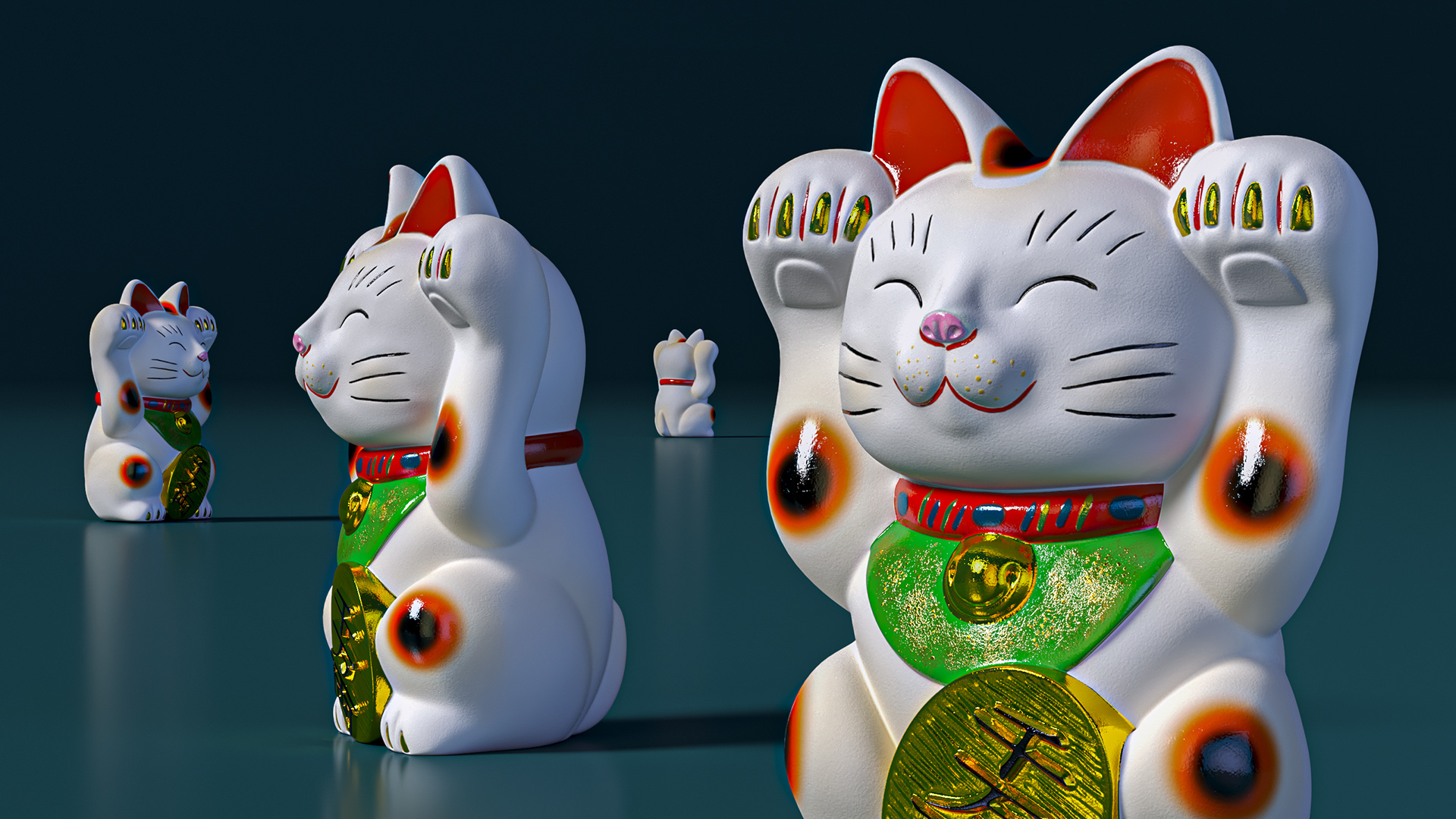 3D Lucky Cat Figurine model