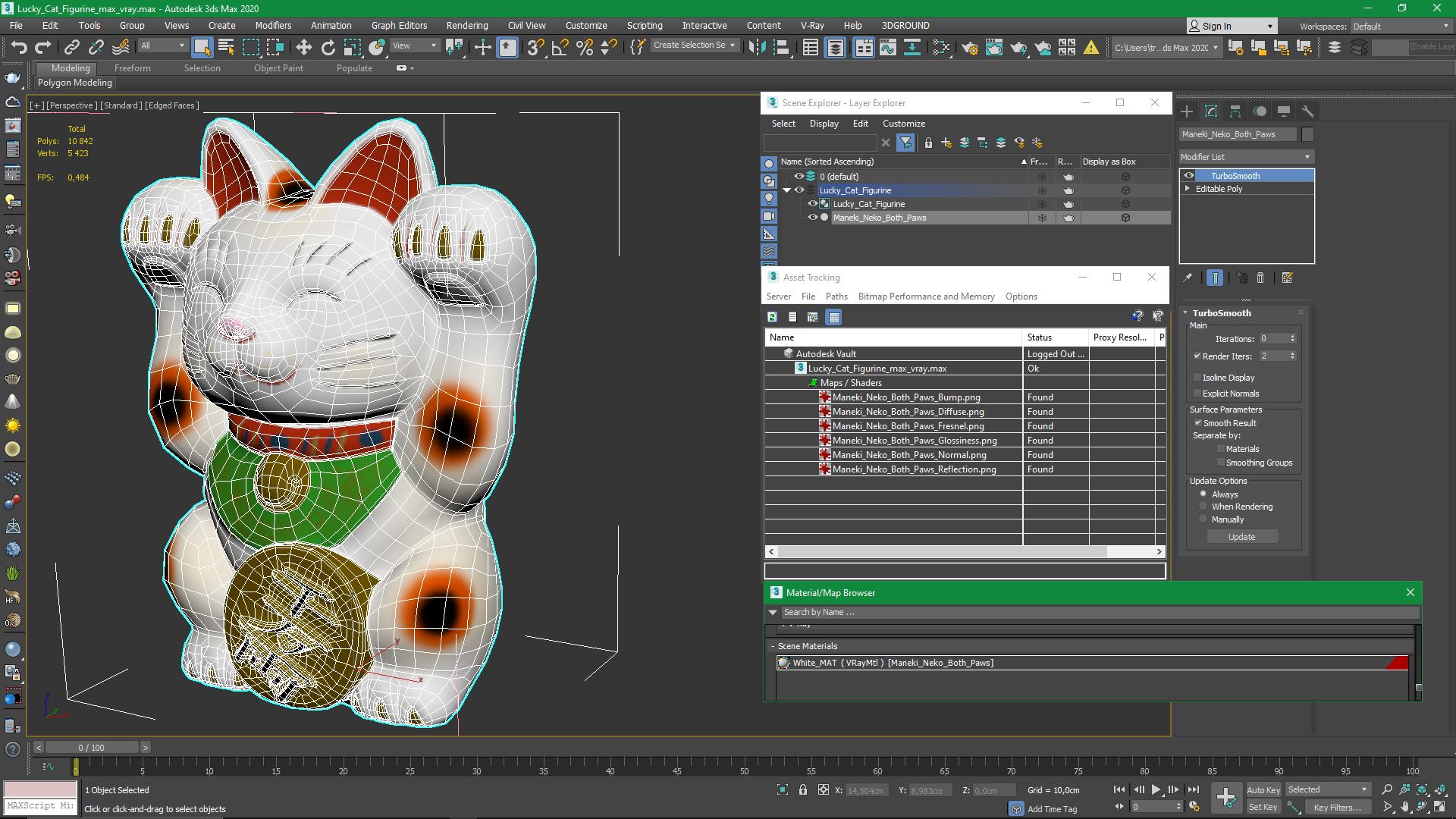 3D Lucky Cat Figurine model