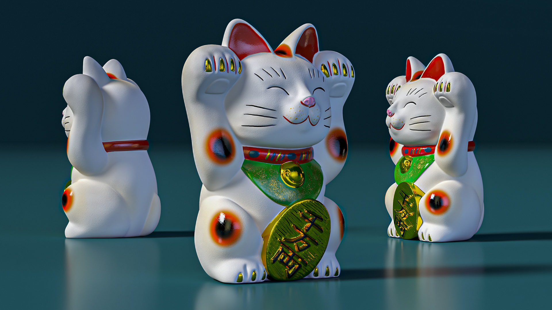 3D Lucky Cat Figurine model