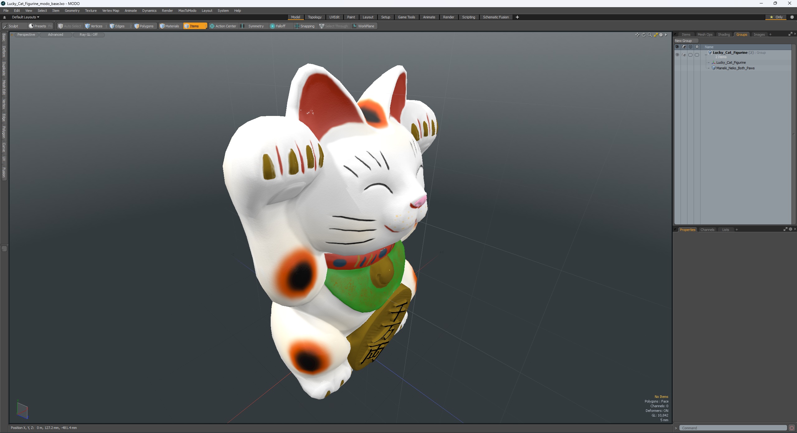 3D Lucky Cat Figurine model