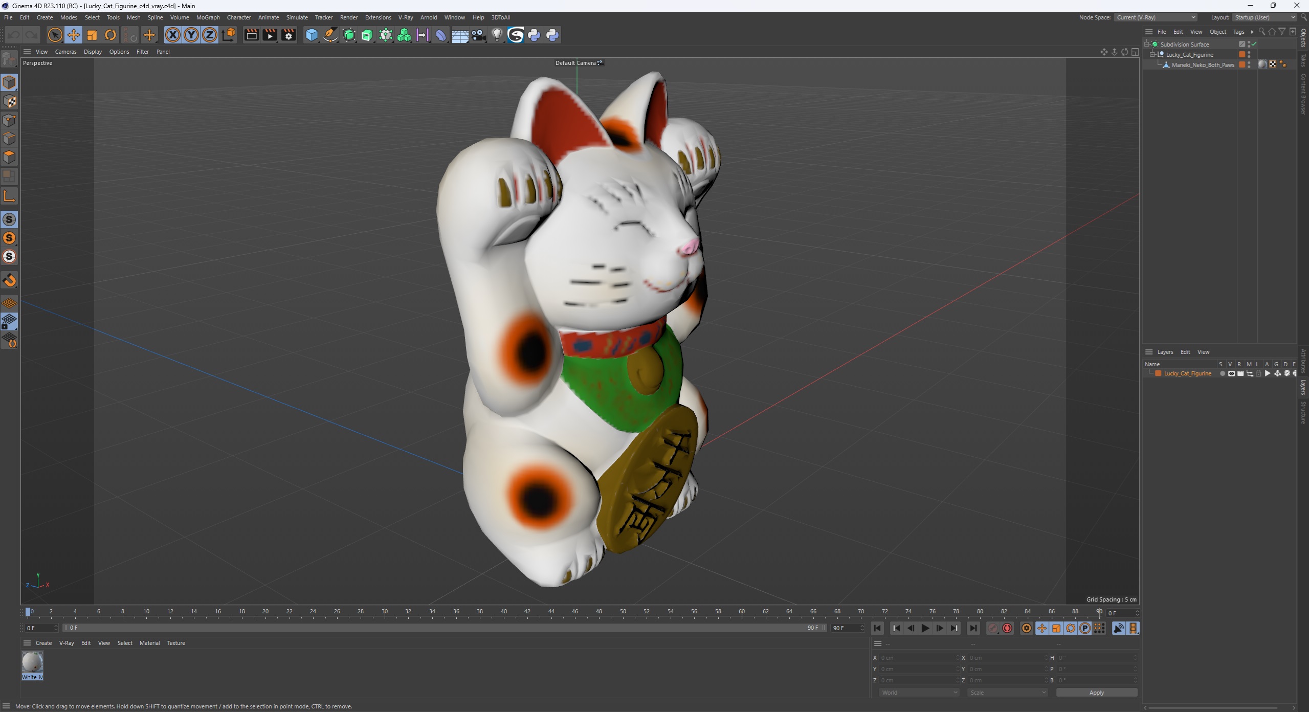 3D Lucky Cat Figurine model