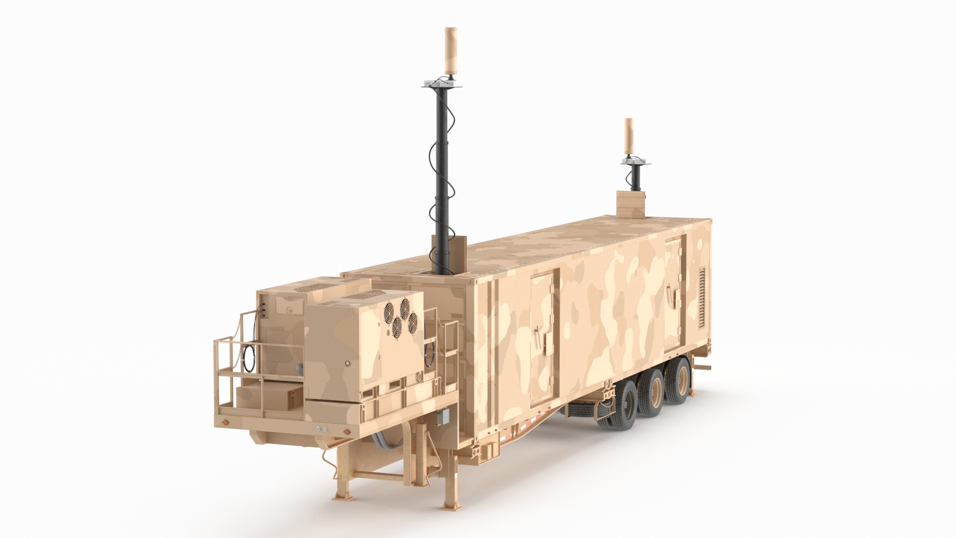 Military Battery Control Center Sand Camouflage Rigged 3D model