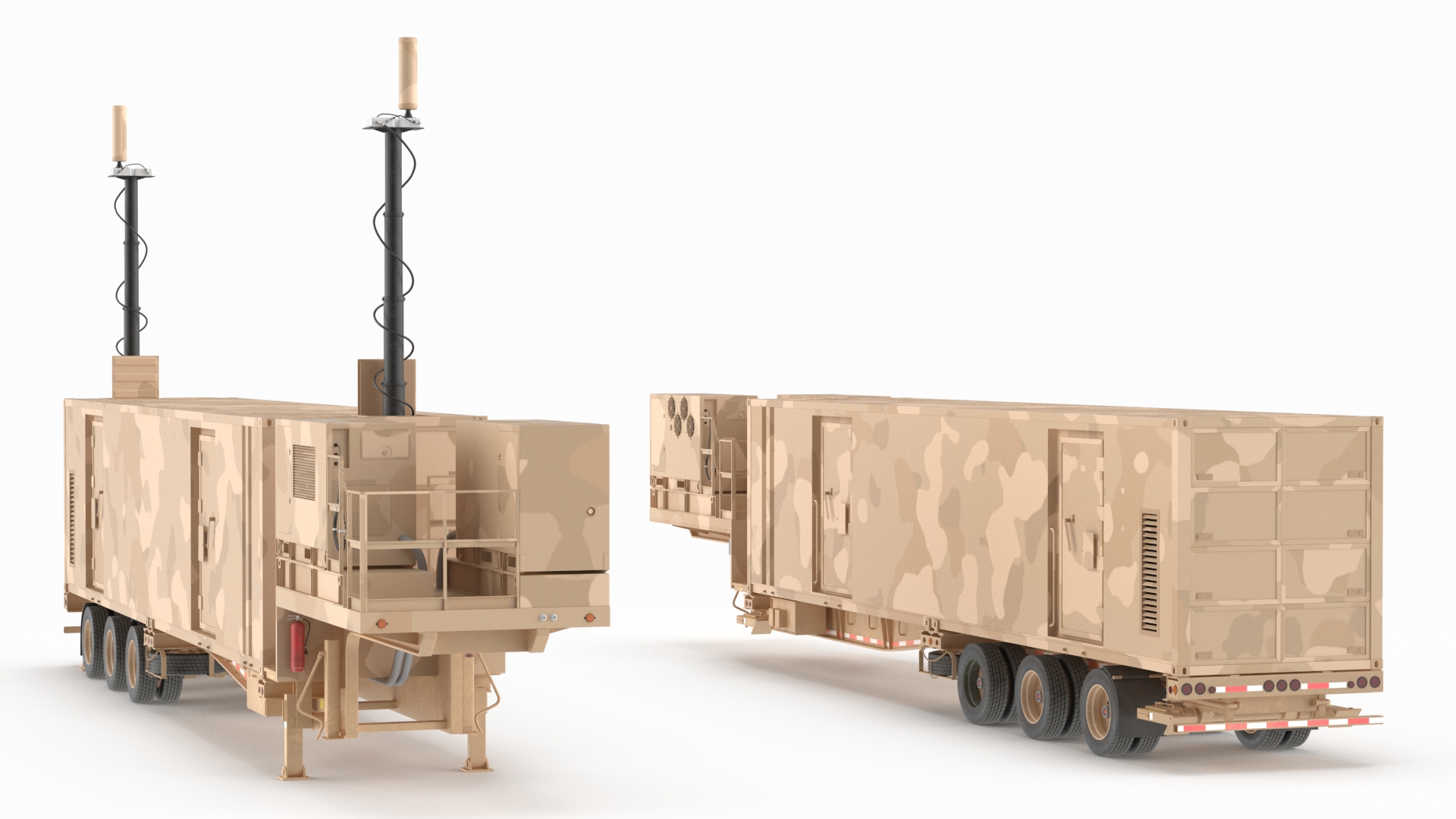 Military Battery Control Center Sand Camouflage Rigged 3D model