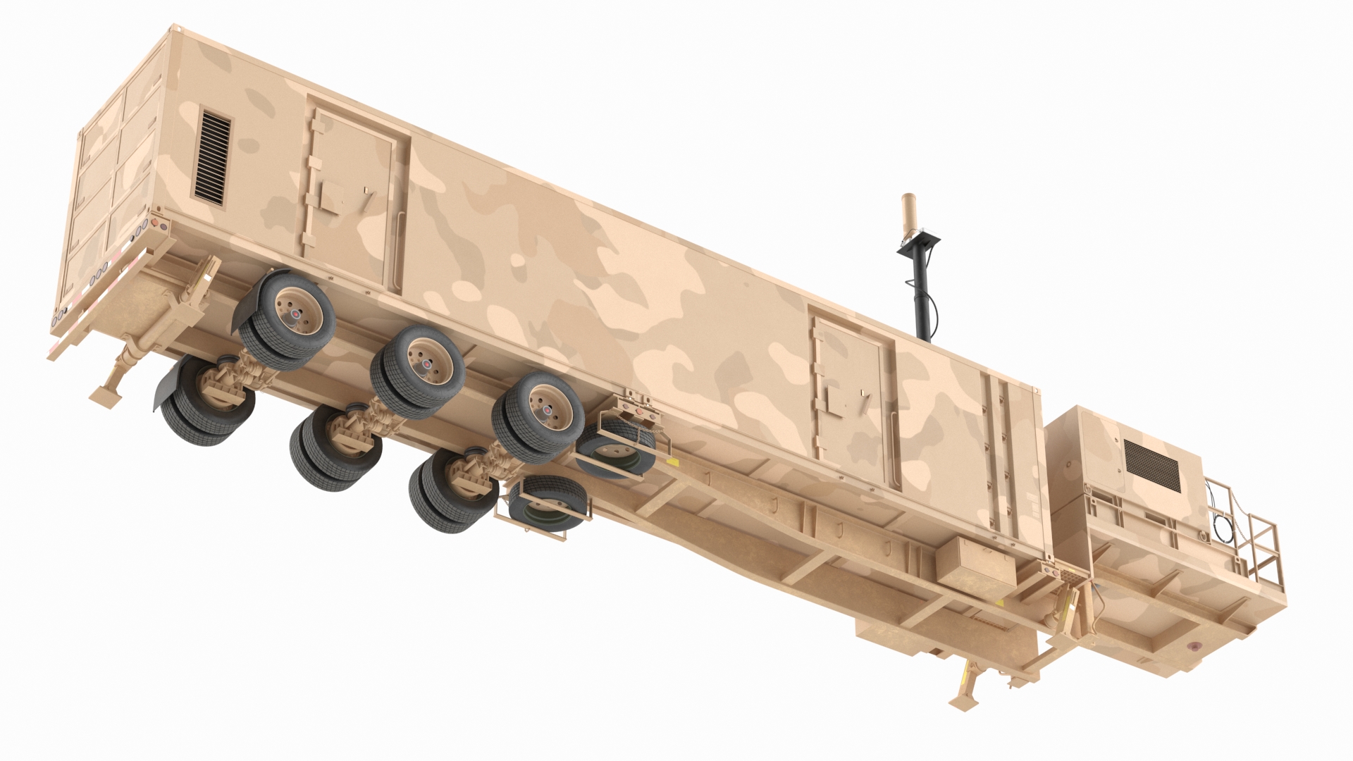 Military Battery Control Center Sand Camouflage Rigged 3D model