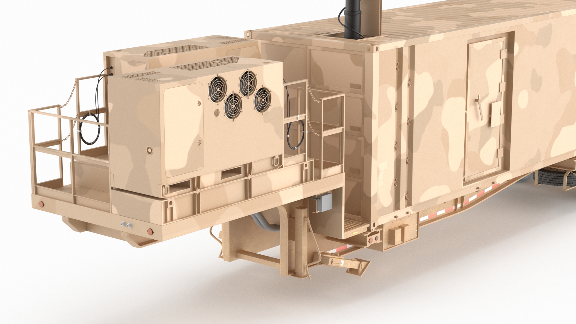 Military Battery Control Center Sand Camouflage Rigged 3D model