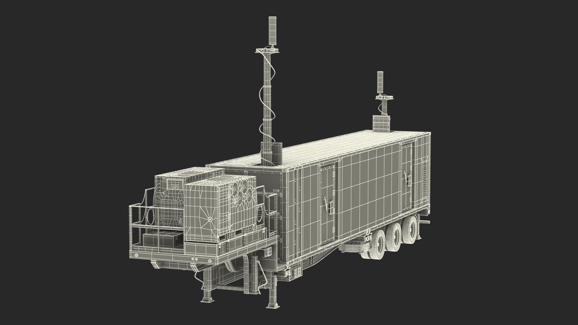 Military Battery Control Center Sand Camouflage Rigged 3D model