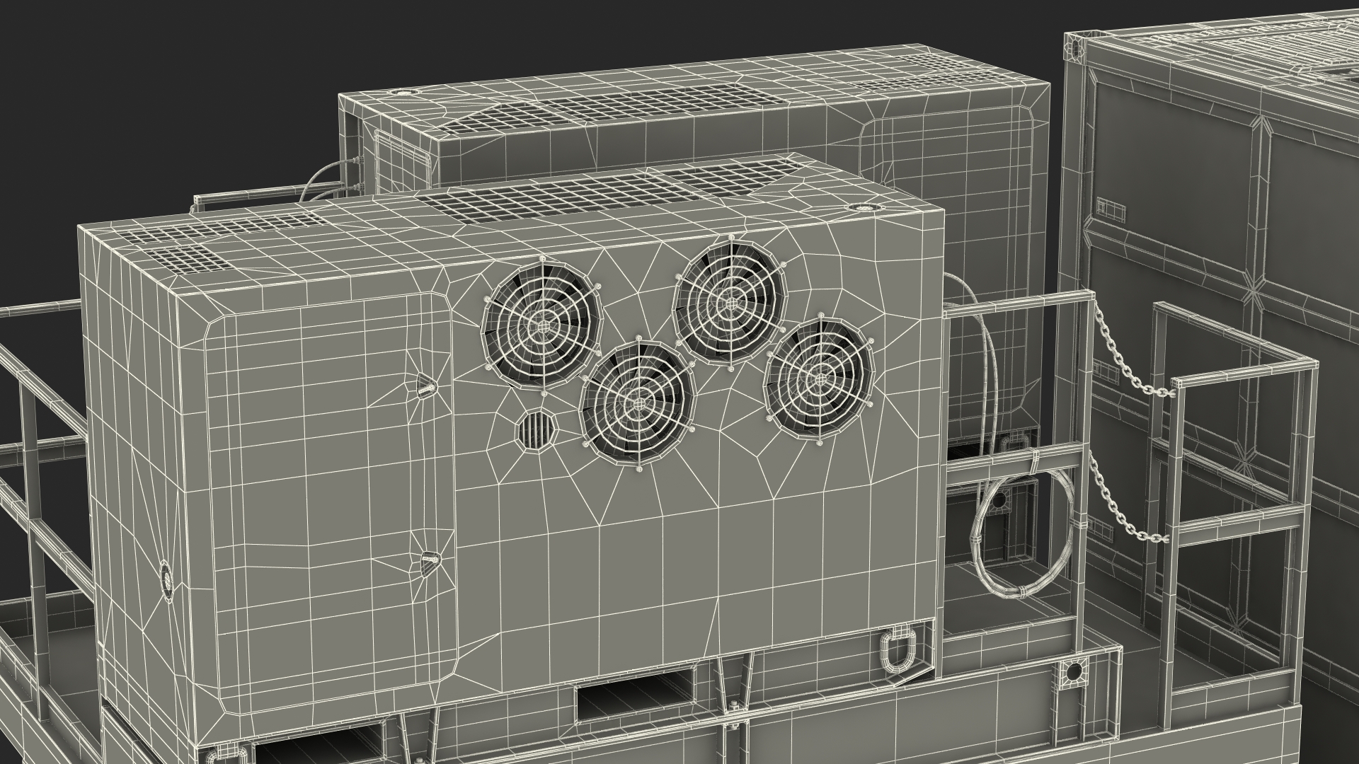 Military Battery Control Center Sand Camouflage Rigged 3D model