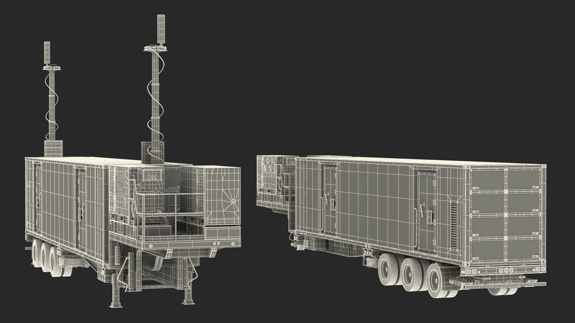 Military Battery Control Center Sand Camouflage Rigged 3D model