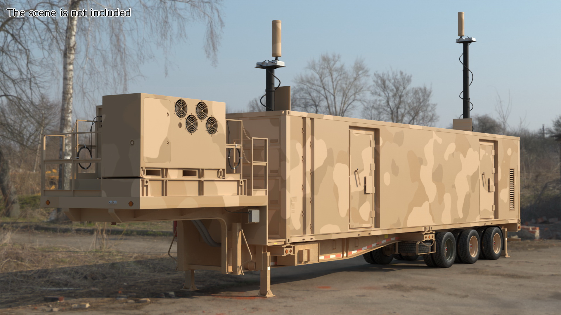 Military Battery Control Center Sand Camouflage Rigged 3D model