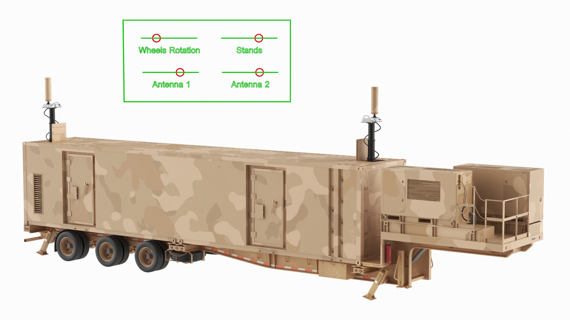 Military Battery Control Center Sand Camouflage Rigged 3D model