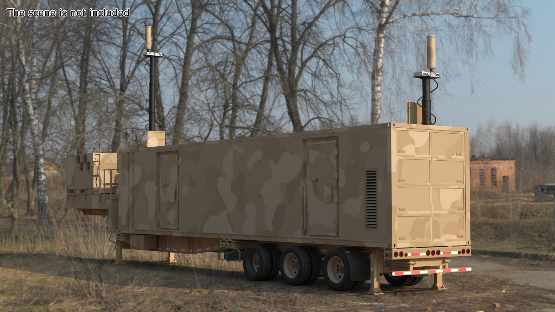 Military Battery Control Center Sand Camouflage Rigged 3D model