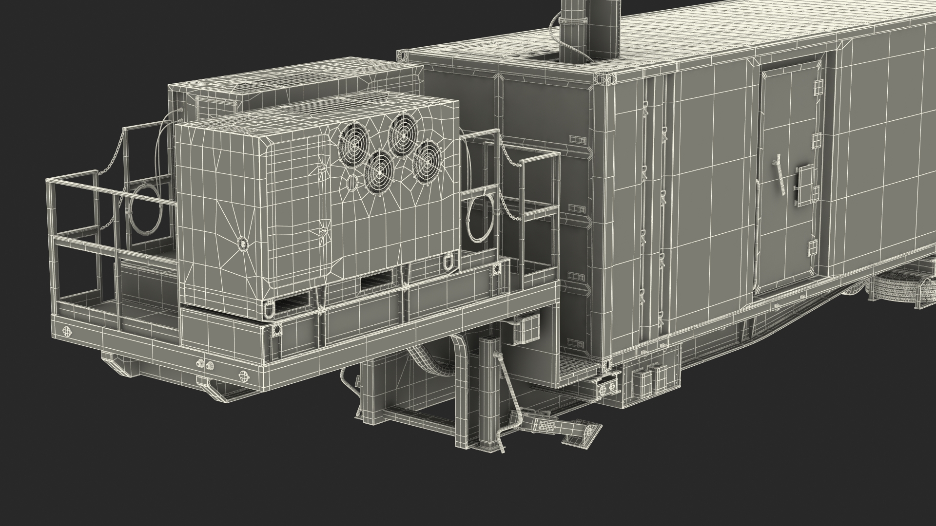 Military Battery Control Center Sand Camouflage Rigged 3D model