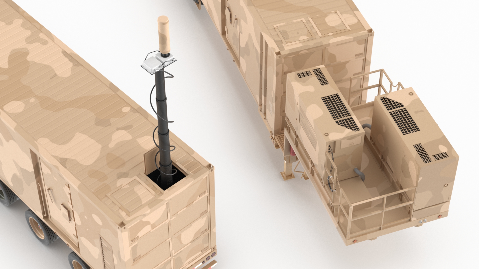 Military Battery Control Center Sand Camouflage Rigged 3D model