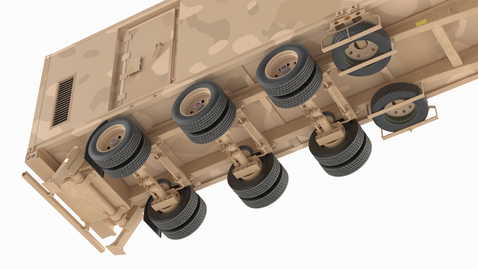 Military Battery Control Center Sand Camouflage Rigged 3D model