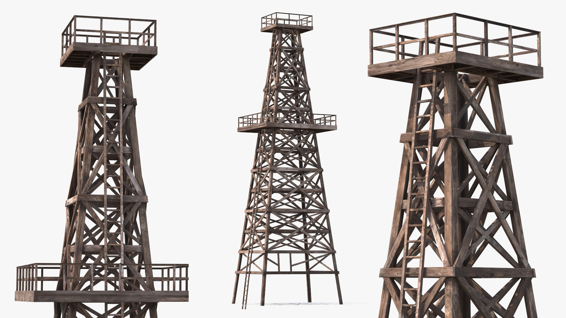 Wooden Drilling Derrick Brown Old - view 3