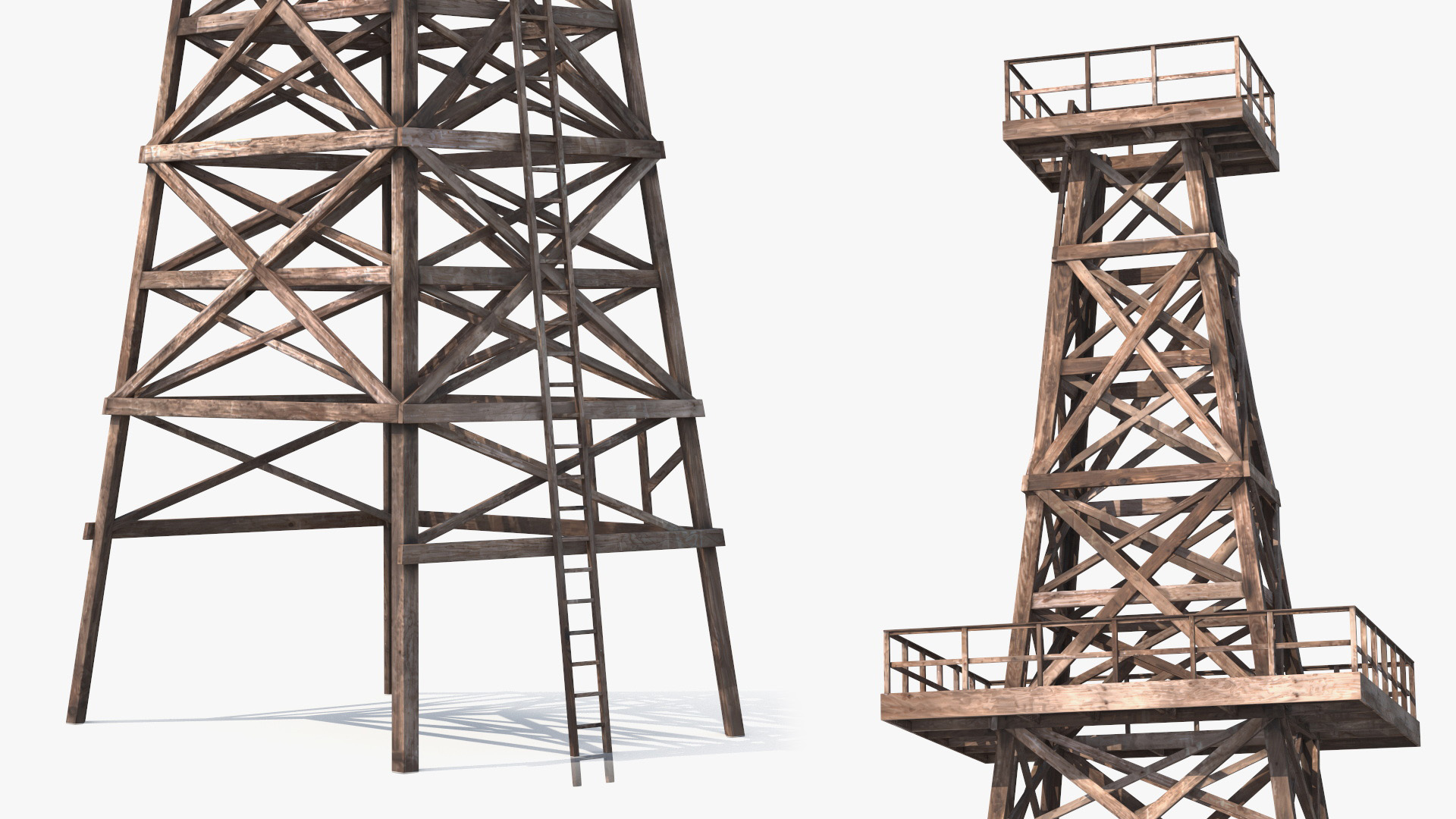 Wooden Drilling Derrick Brown Old - view 4