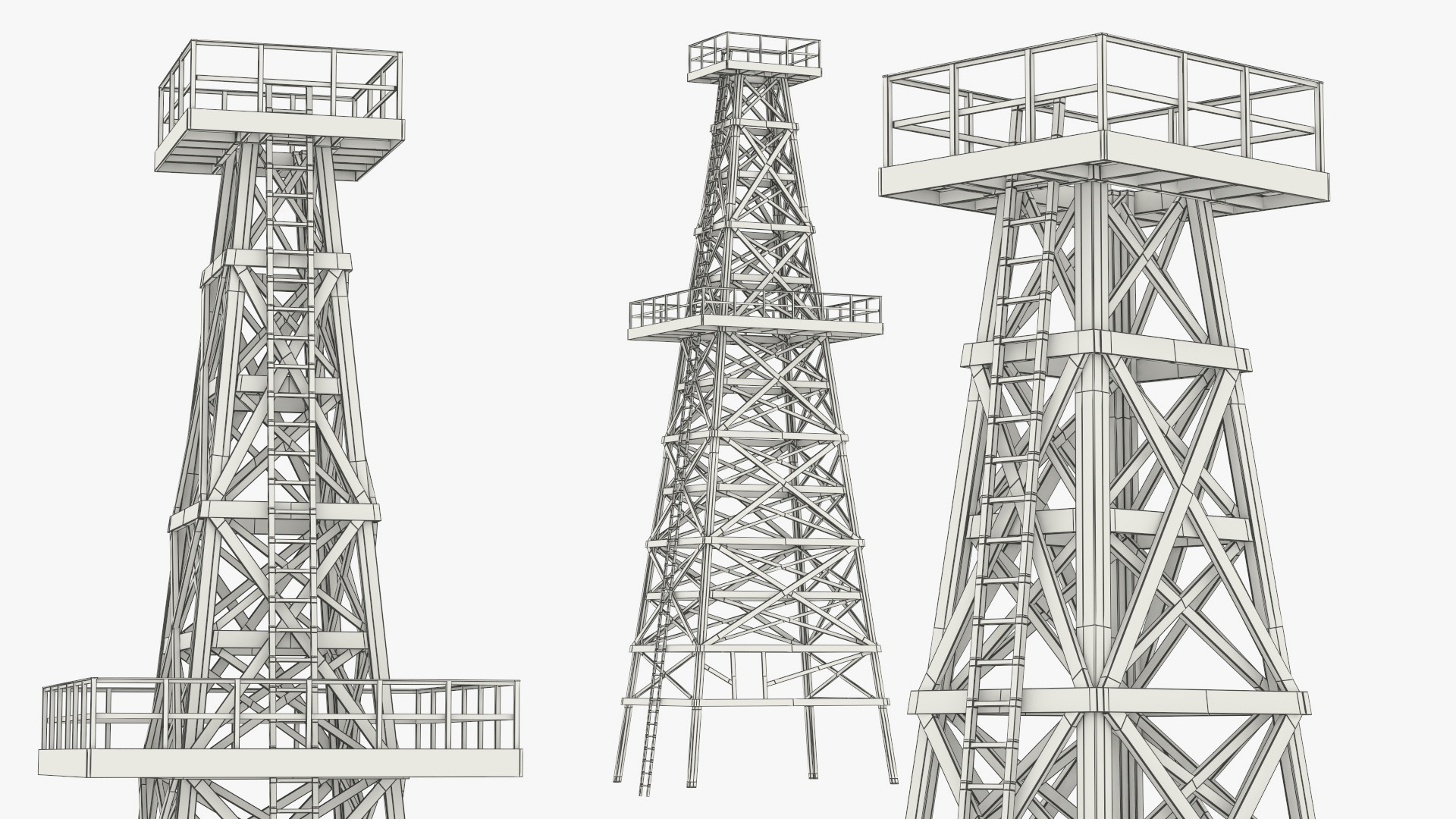 Wooden Drilling Derrick Brown Old - view 7