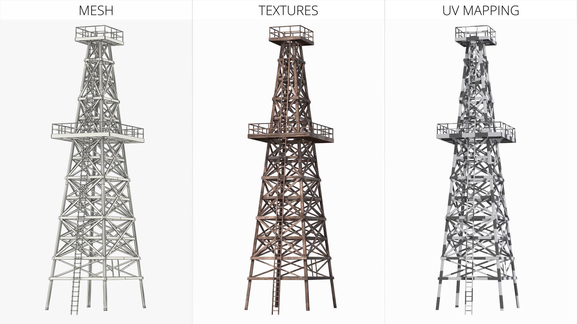 Wooden Drilling Derrick Brown Old - view 6