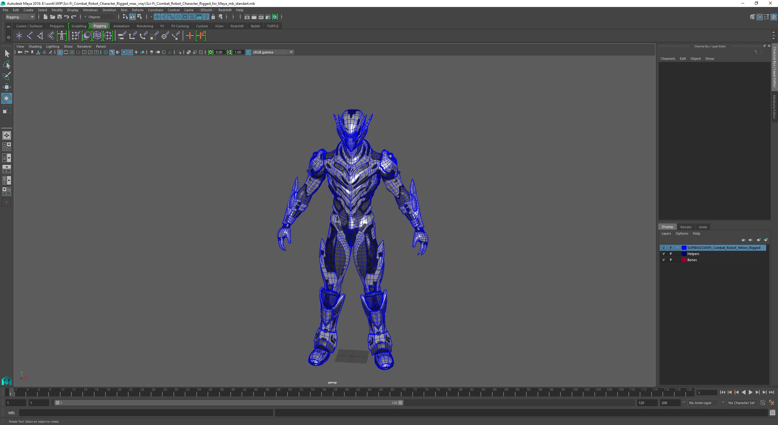 3D model Sci-Fi Combat Robot Character Rigged for Maya