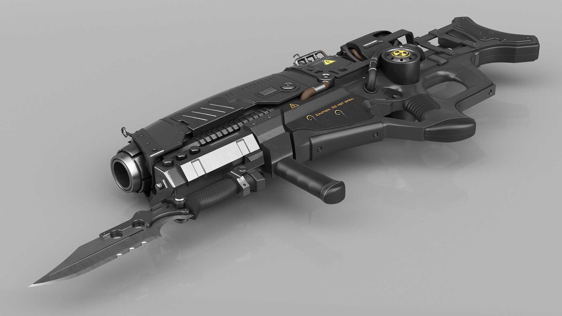 3D model Assault Rifle Concept with Bayonet Black