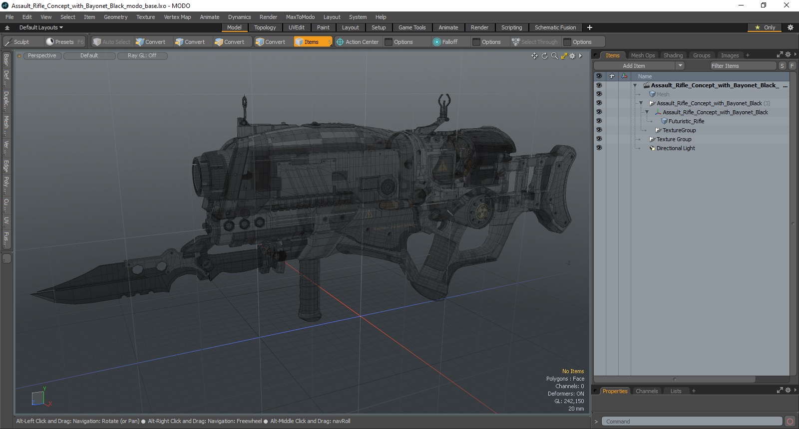 3D model Assault Rifle Concept with Bayonet Black
