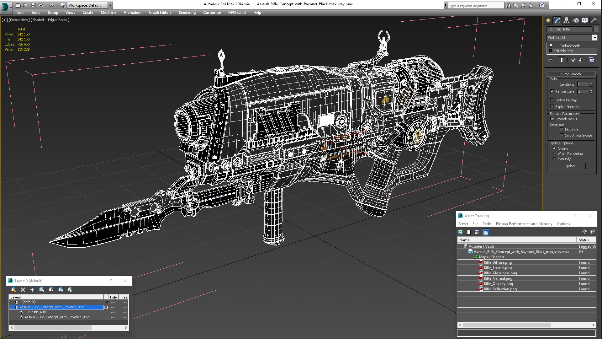 3D model Assault Rifle Concept with Bayonet Black