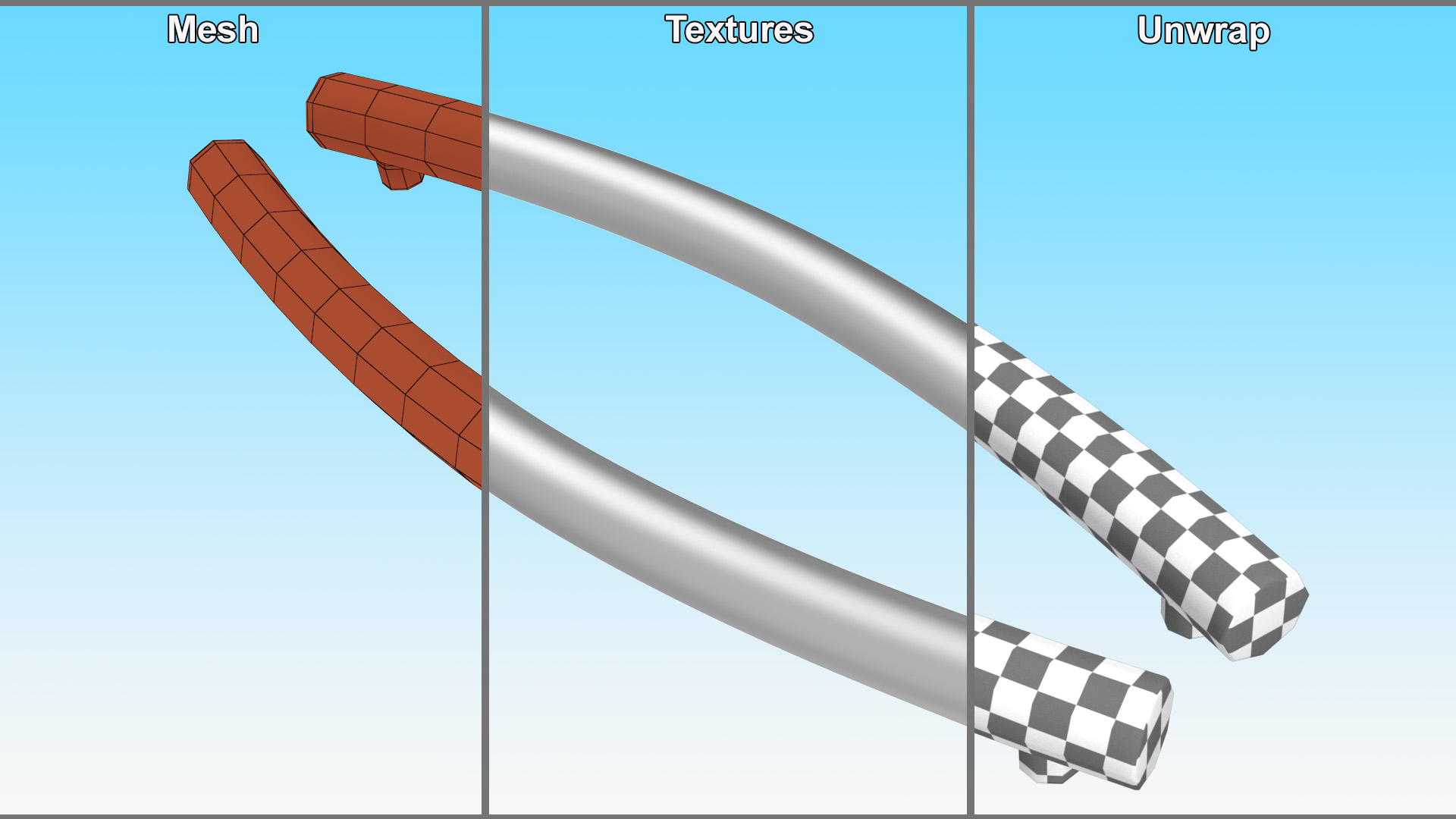 3D Door Handles Thin Oval Metal model