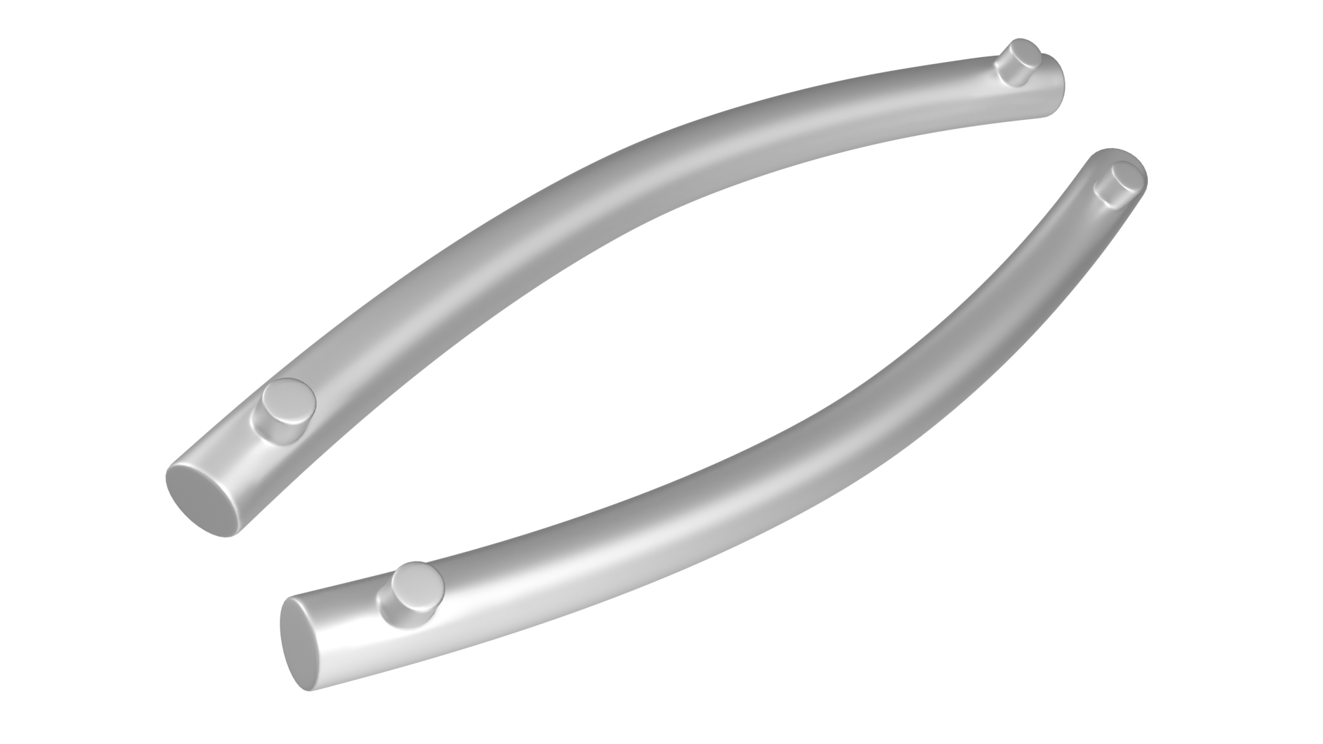 3D Door Handles Thin Oval Metal model