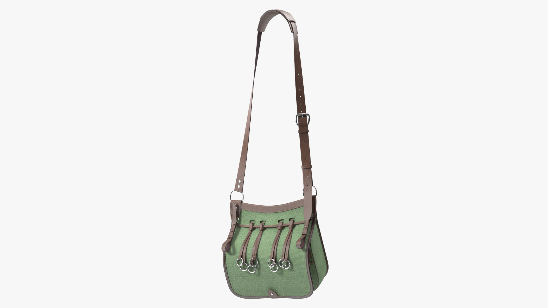3D model Hunting Leather Shoulder Bag Green Color