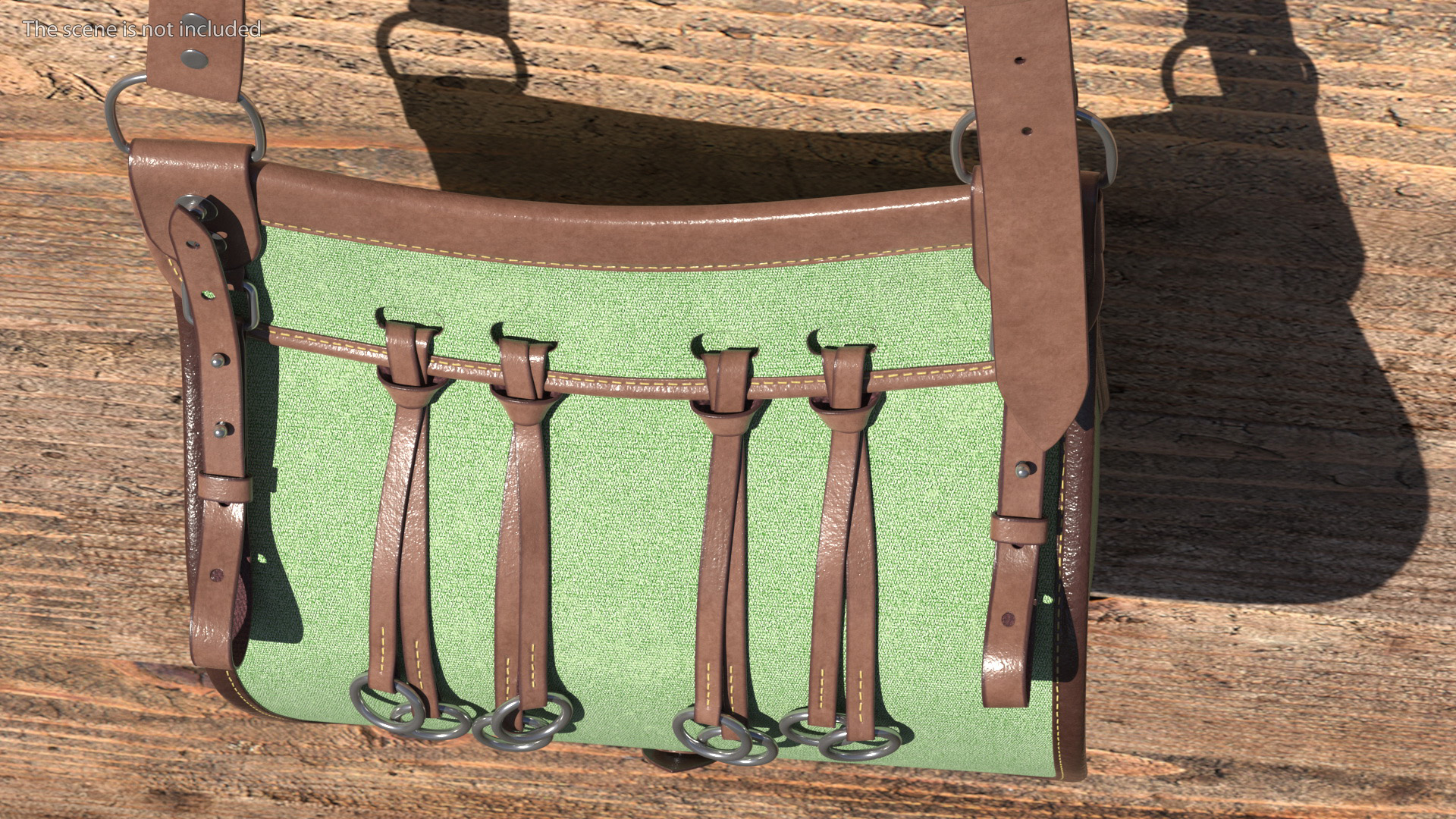 3D model Hunting Leather Shoulder Bag Green Color