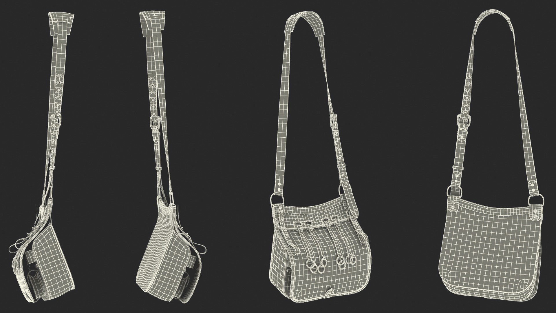 3D model Hunting Leather Shoulder Bag Green Color